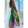 Women's  Summer Sexy Printed Spaghetti Strap Lace Trim Backless Cutout Waist Sleeveless Dress