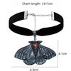 Y2K subculture, gothic style retro black moth, velvet necklace collar, Halloween necklace.