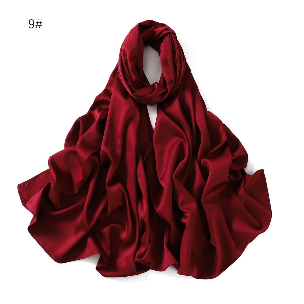New Luxury Medine Silk Scarf For Women Muslim Plain Hijab Long Shawls Big Size Headscarf Wraps Islamic Turban Headband Bandana
