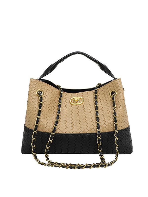 Retro gewebte Damen Umhängetasche - Schultertasche mit großem Fassungsvermögen und modischer Textur