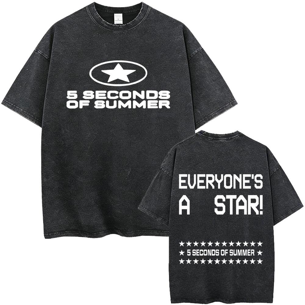 Washed Vintage 5 Seconds of Summer Everyones A Star World Tour 2026 Tshirt Men Women Clothing Pop Punk Rock Harajuku T Shirts