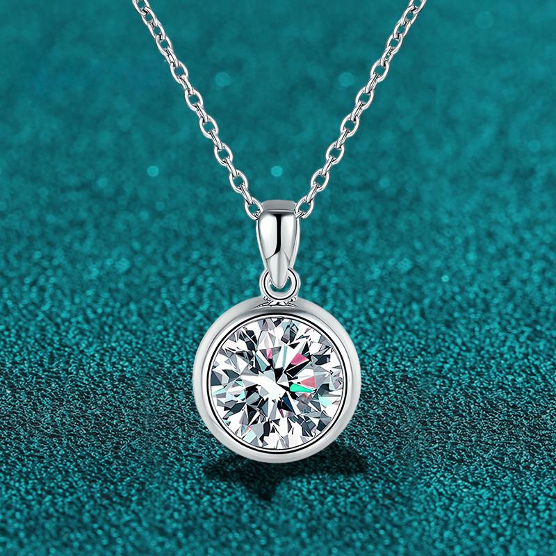 D Color 3ct Moissanite Diamond Pendant Necklace 925 Sterling Sliver Round Shape Necklaces Wedding Bridal Fine Jewelry For Women