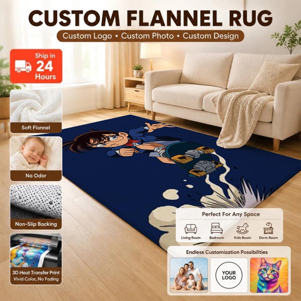 Anime Detective Action Indoor Rug Soft Texture Nonslip Carpet For Girls Bedroom Play Area Home Decor Halloween Gift