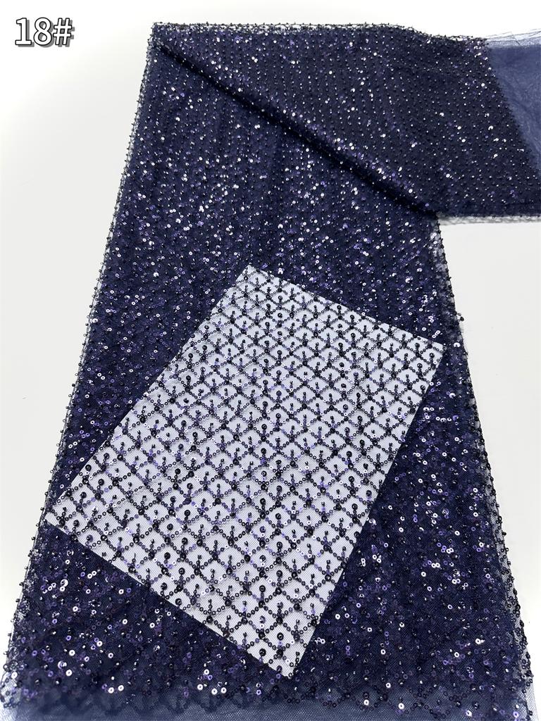 Sky Blue African Sequins Lace Fabric 2025 High Quality Lace Embroidery Nigerian Mesh Beads Fabric French For Wedding Party Dress