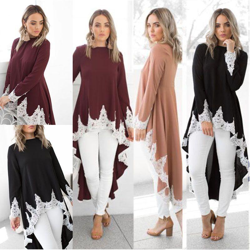 Womens Long Sleeve Lace Ruffles Asymmetrical Casual Tops Shirt Blouse Mini Dress Perfect For Every Occasion And Season