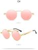 Steampunk Retro Round Sunglasses with Spring Temple for Men and Women