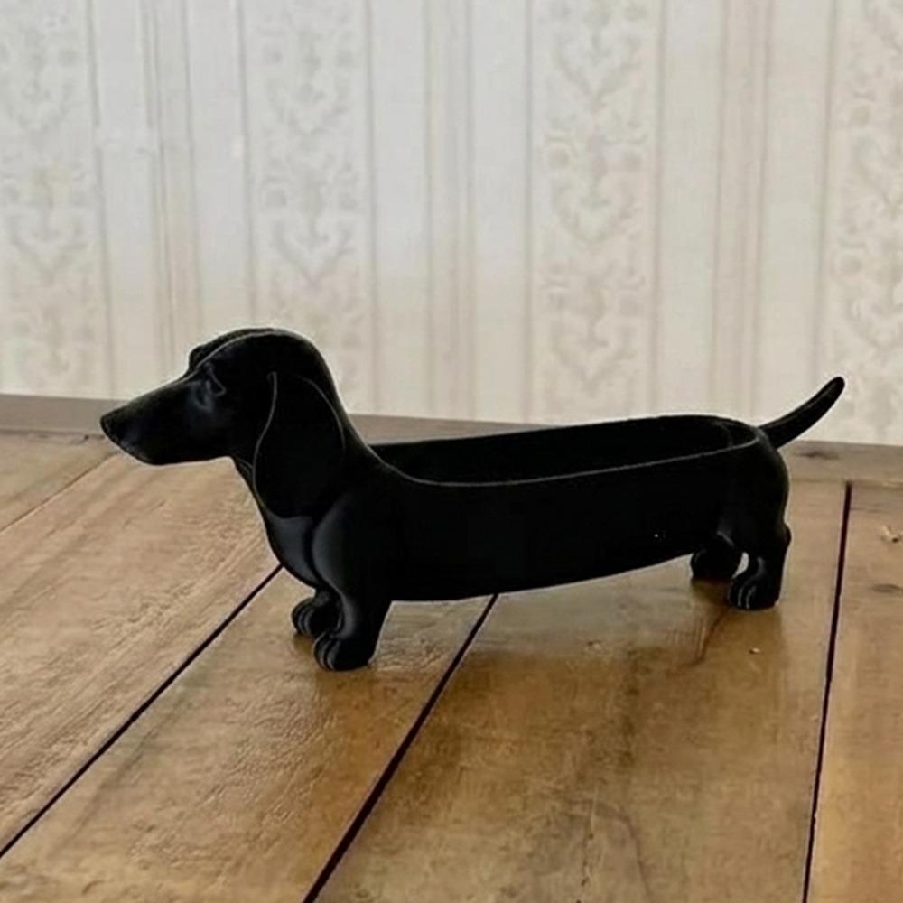 3D Printed Jewelry Catchall Dish Plastic Sausage Dog Planter Tabletop Organizer Figurine Office