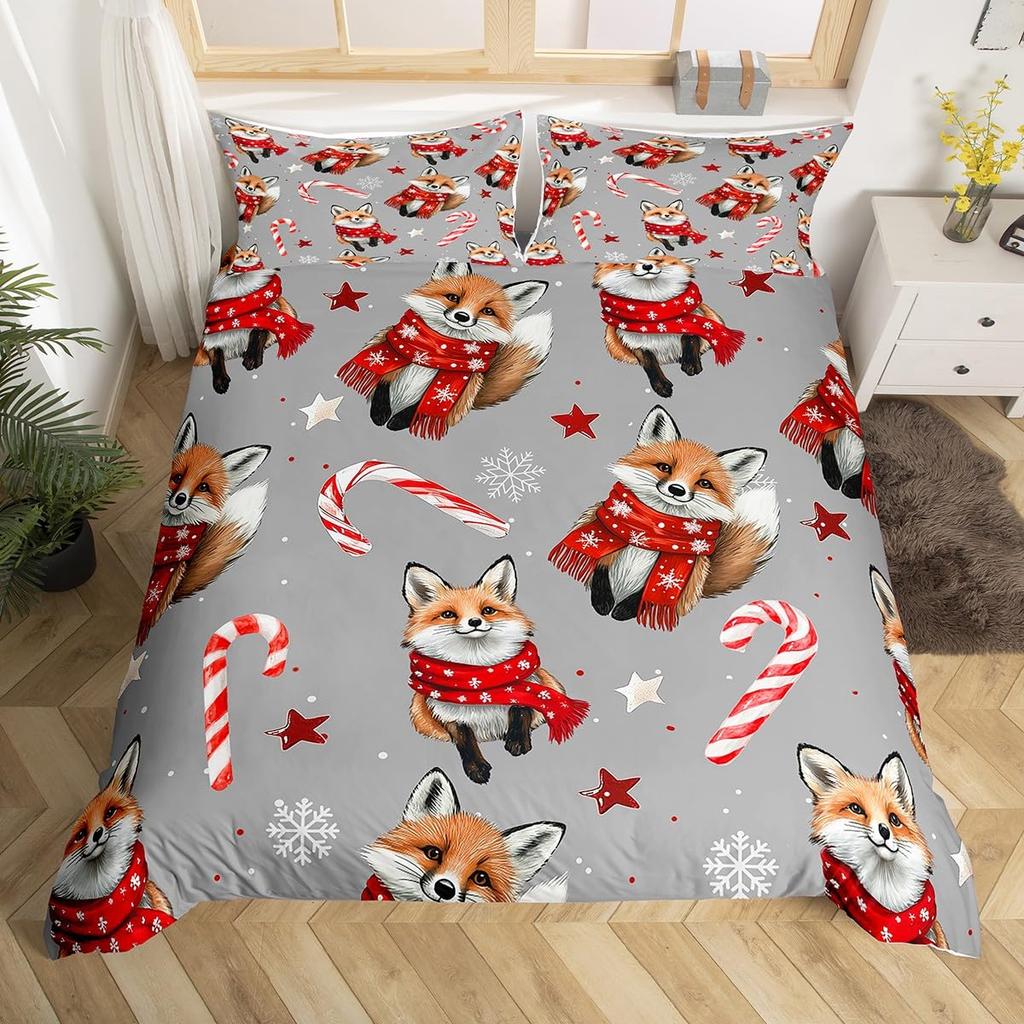 Dachshund Dog Duvet Cover Set Twin King Merry Christmas Theme Bedding Set 3Pcs For Kids Teens Kawaii Cartoon Pet Comforter Cover