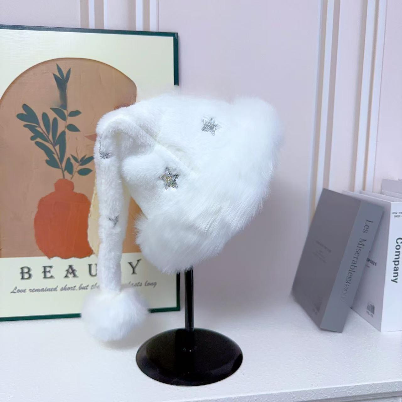 

Рождественская плюшевая шляпа с пайетками-пентаграммами премиум-класса, рождественский сценический реквизит белый