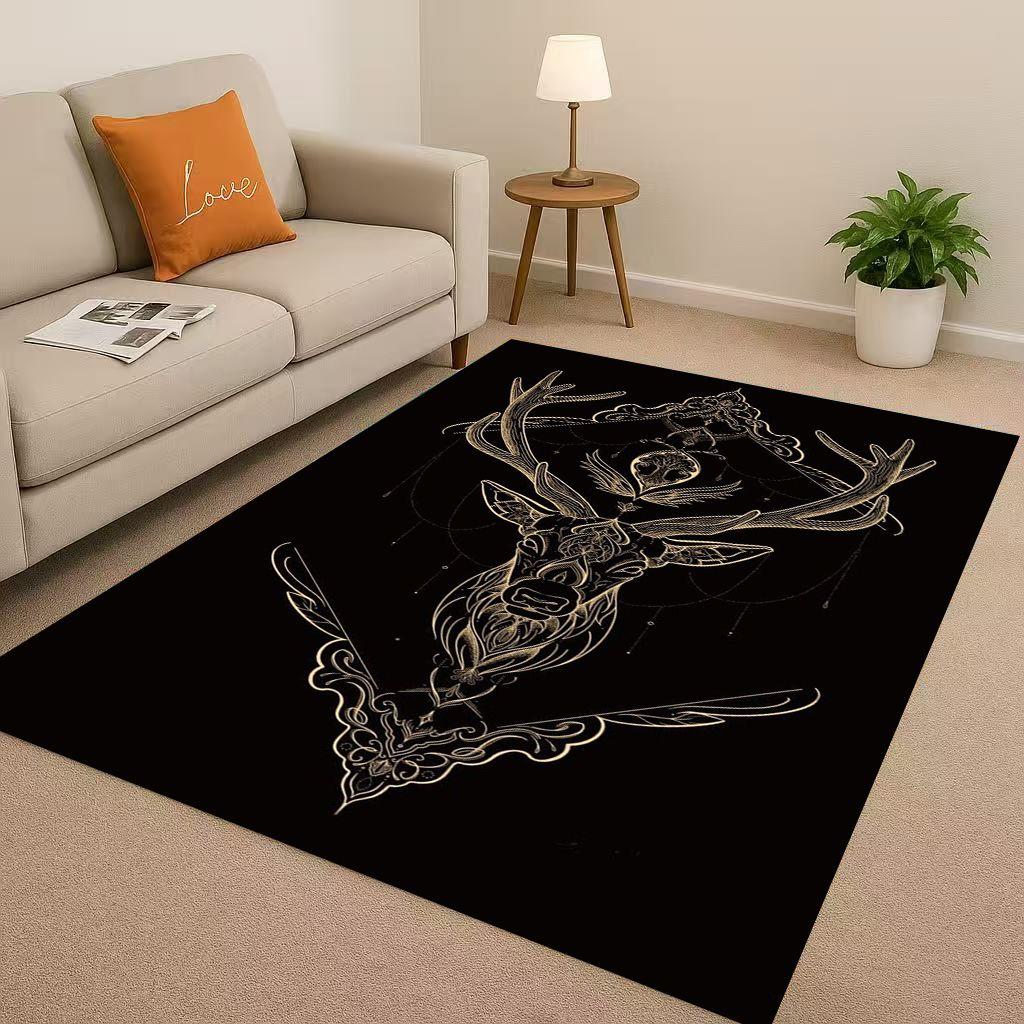 Classic Nordic Viking Totem Vegvisir Rune Valhalla Valknut Living Room Non-Slip Area Rug Carpet for Bedroom Sofa,Home Doormat