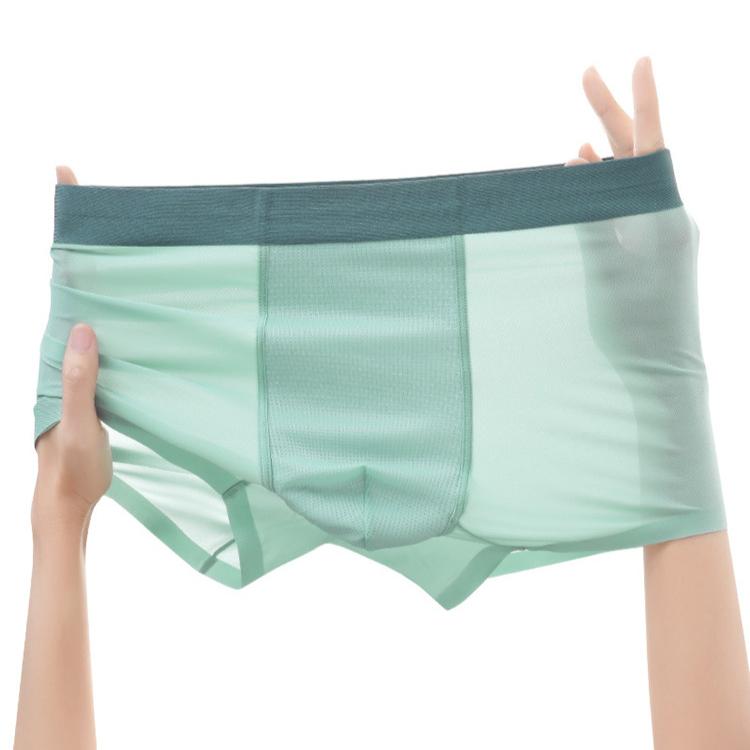 3pcs Men's Ice Silk Seamless Underwear Men's Ice Silk Summer Men's Boxer Shorts Mesh Breathable Boxer Brief