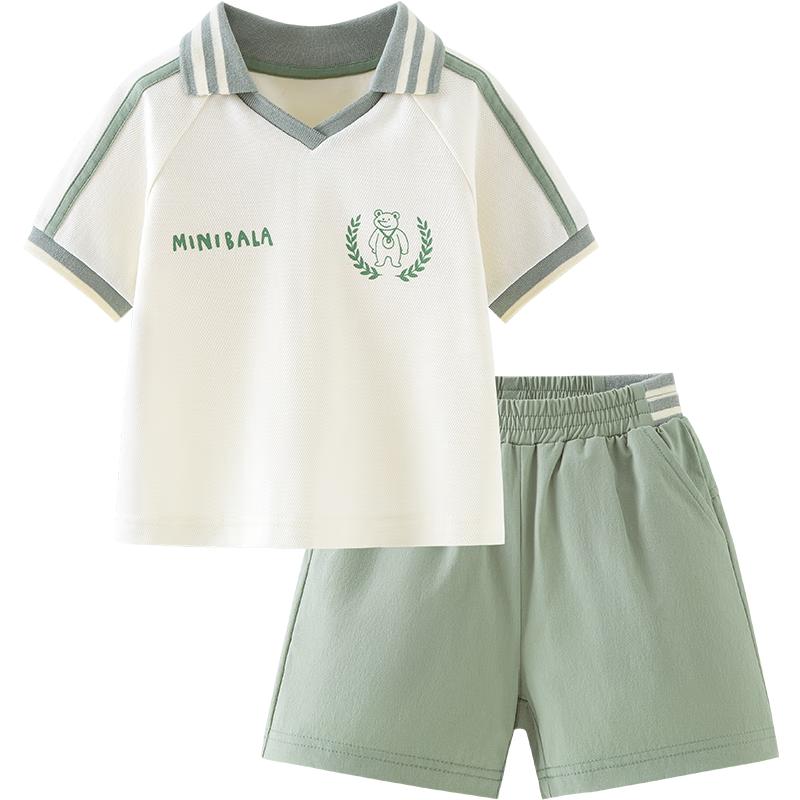 Mini Balabala Boys  Quick-Dry Cotton-Feel Short Sleeve Sport Set 140