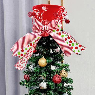 Topper per Albero di Natale a Stella con Fiocco di Caramelle Pieghevole Hot-selling Transfrontaliero
