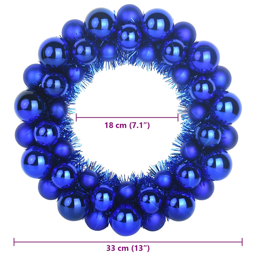 Christmas Ball Wreaths 2 pcs Blue 33 x 33 x 7 cm Polystyrene
