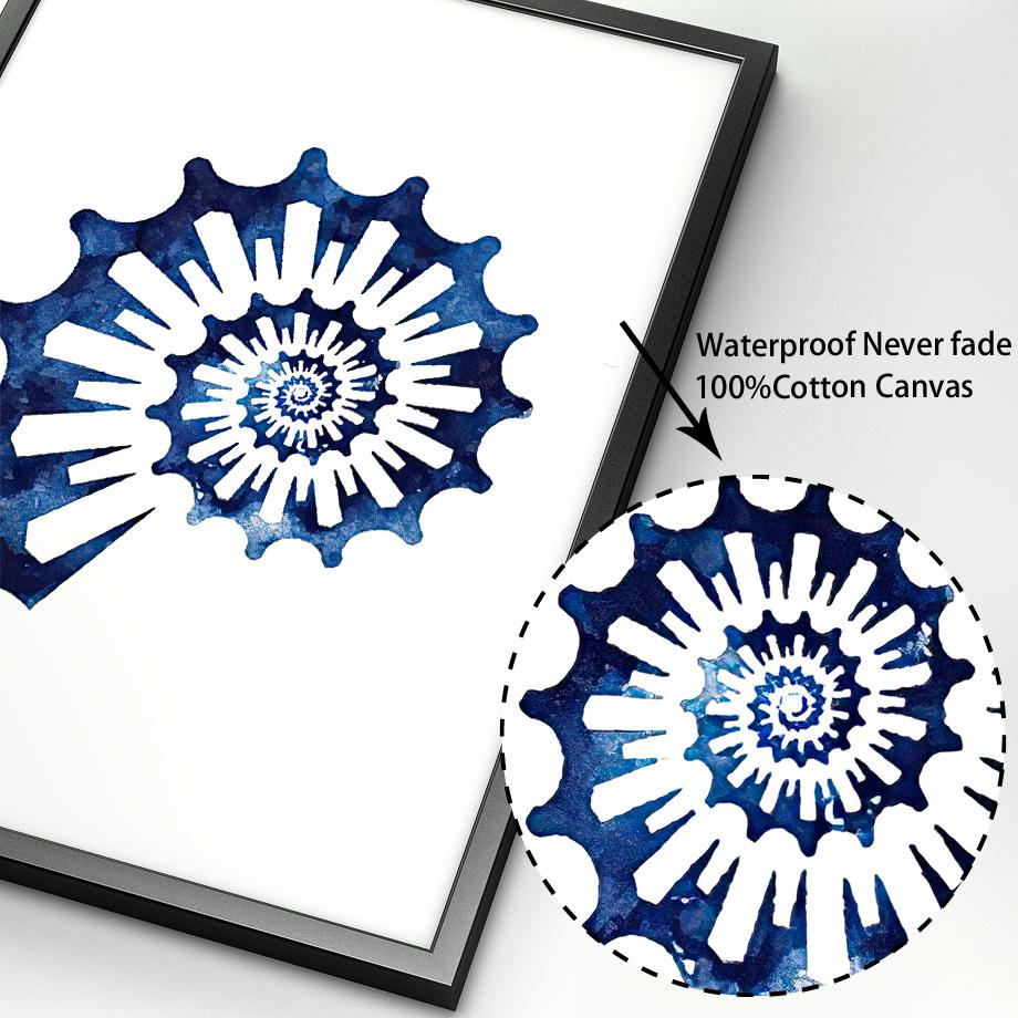 Nautical Navy Blue Sea Urchin Shell Starfish Octopus Turtle Poster Wall Art Print Canvas Painting Baby Bathroom Bedroom Decor