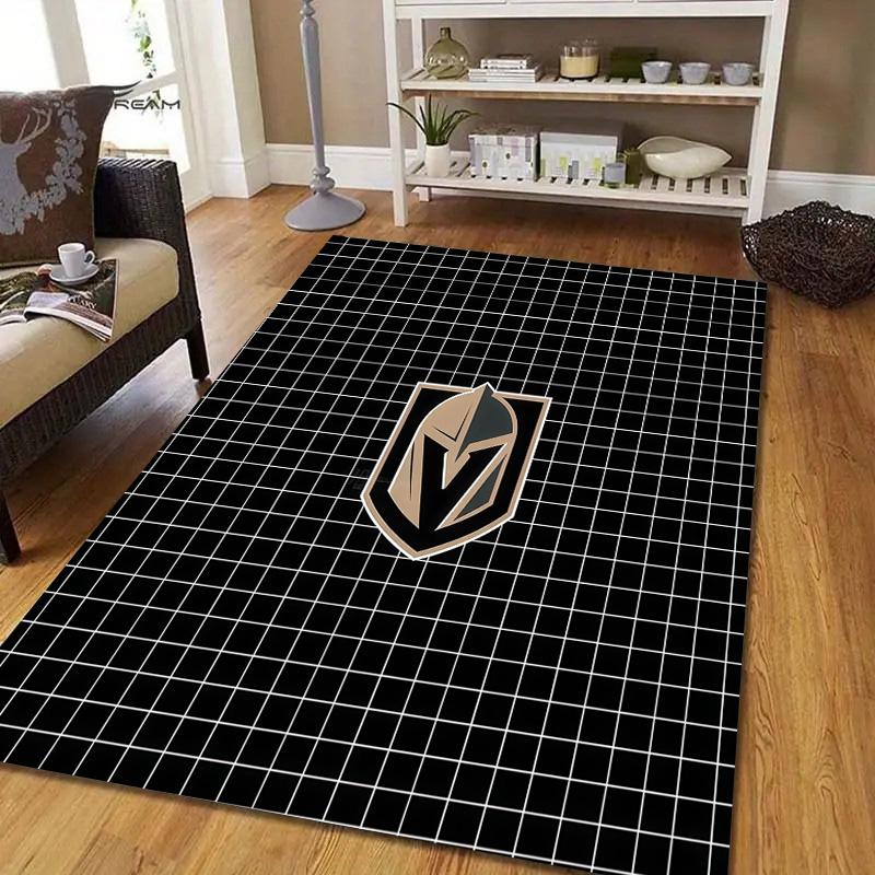 Vegas Golden Knights Flanellmuster Quadratischer Teppich, Läufer, Teppich für Wohnzimmer Schlafzimmer Sofa Spielzimmer Dekor, Rutschfeste Fußmatte