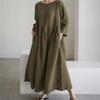 Plus-size Loose Pullover Round Neck Skirt Over The Knee Preppy Dress for Women