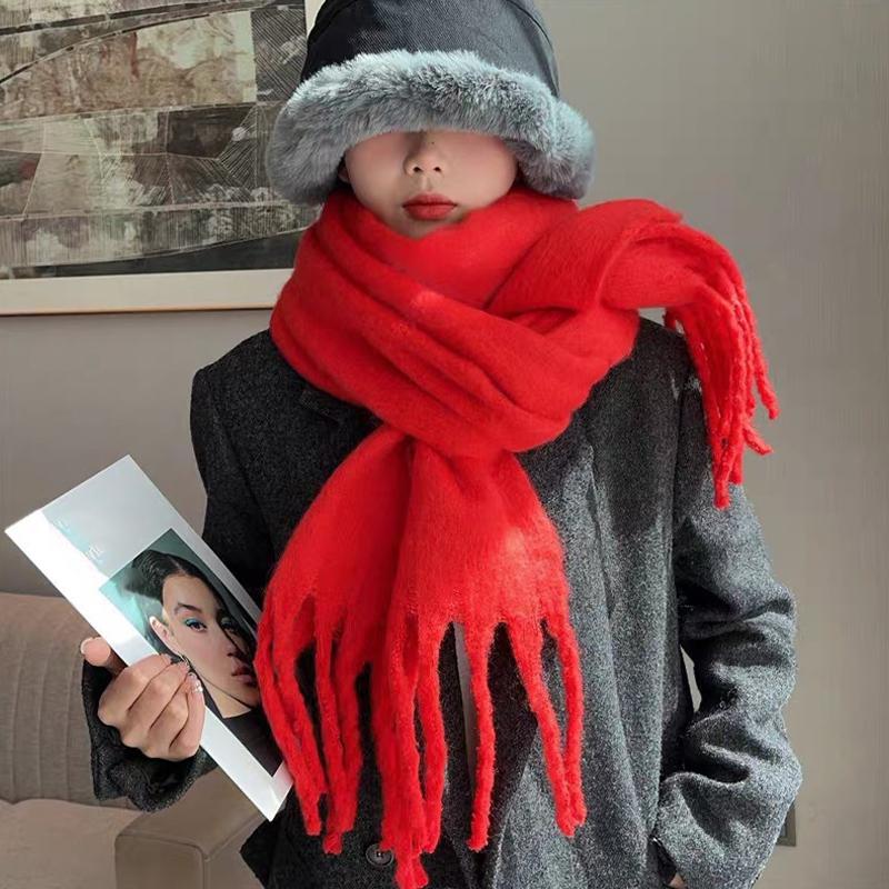 Καρό Μονόχρωμο Κασκόλ Γυναικείο Χειμωνιάτικο Παχύ Σάλι Απομίμηση Κασμίρ Κορεάτικο Στυλ Ζεστό Κασκόλ Λαιμού