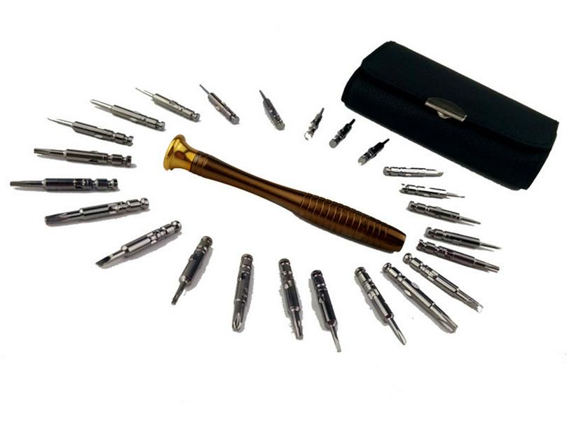 25-in-1 Multi-Purpose Repair Tool Kit with Leather Case for Eyeglasses, Phones, Laptops, and Watches