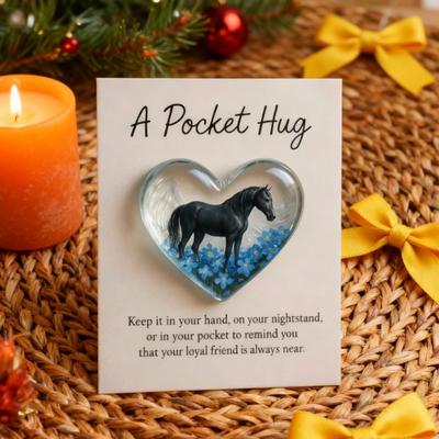1/2/3Pcs Pocket Hug Pendant Heart Shape Horse Pattern Acrylic Christmas Hanging Ornament