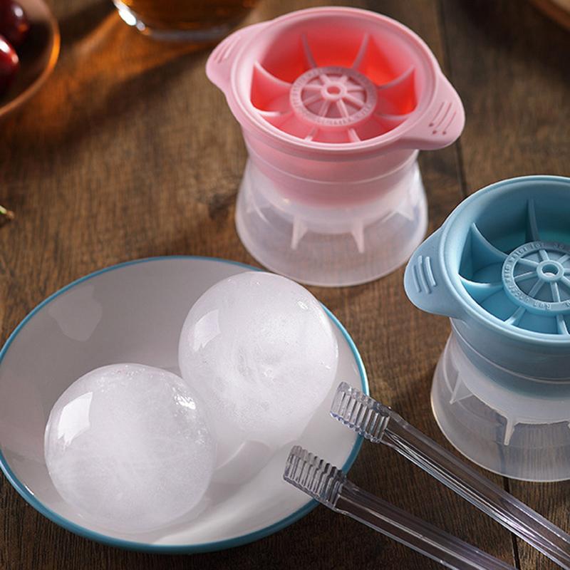 Qcwwy Creatore Di Palline Di Ghiaccio Grande, Stampo Rotondo Per Whisky E Cocktail – Multistrato Con Drenaggio, Impurità Sul Fondo (Blu)