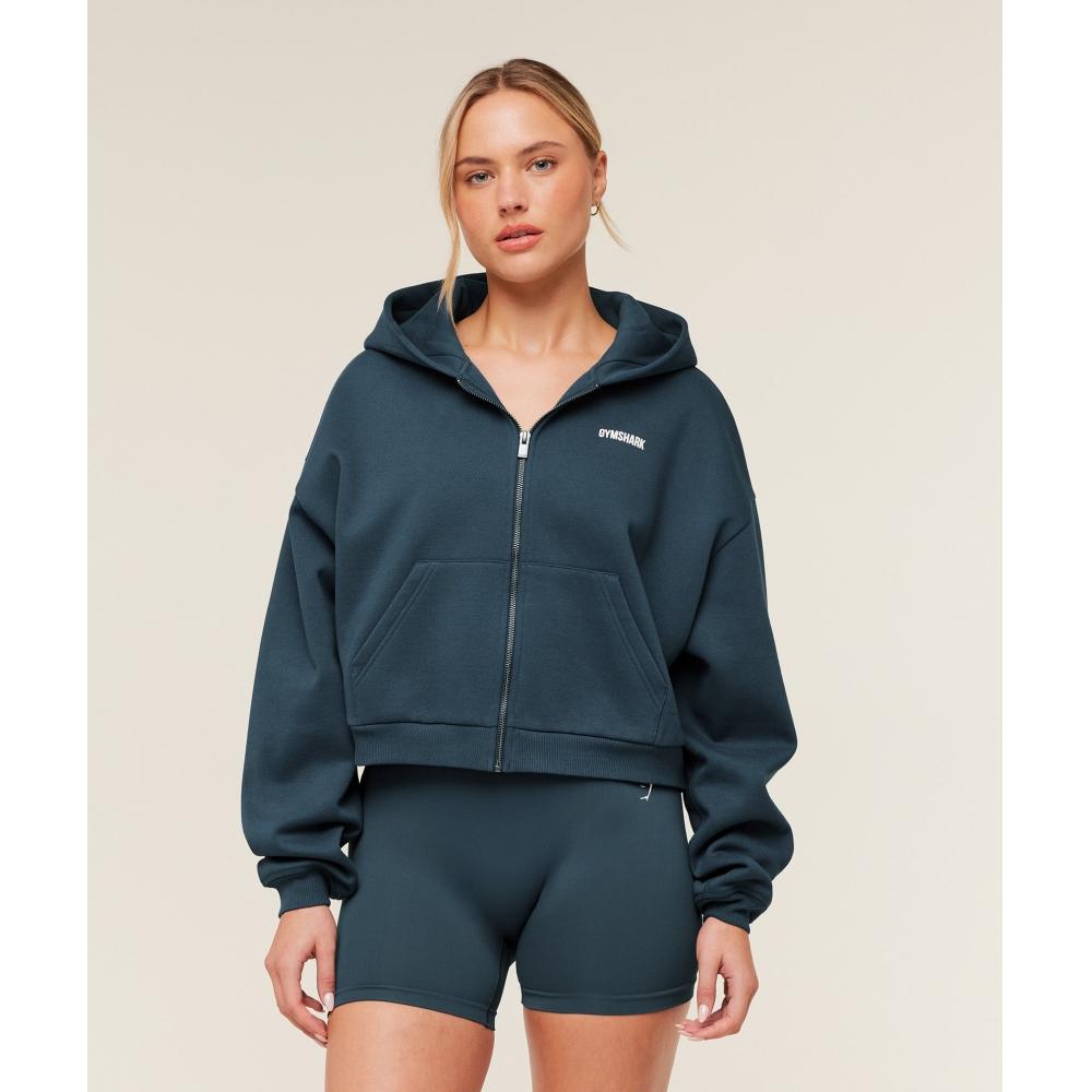 Gymshark Cosy Luxe Zip Through Hoodie Gs Stealth Blue B5b5p Ud6s XXL