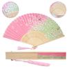 [boshiho] Stylish Japanese-style bamboo fan for men and women, made of silk, featuring beautiful floral, butterfly, and cherry blossom patterns.