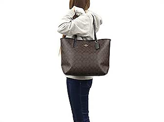 Tasche F05696 5696 Braun x Schwarz Signature PVC Leder Open City Tote Damen [Coach] (Tragetasche) [Outlet-Artikel] [Marke] [Artikel]