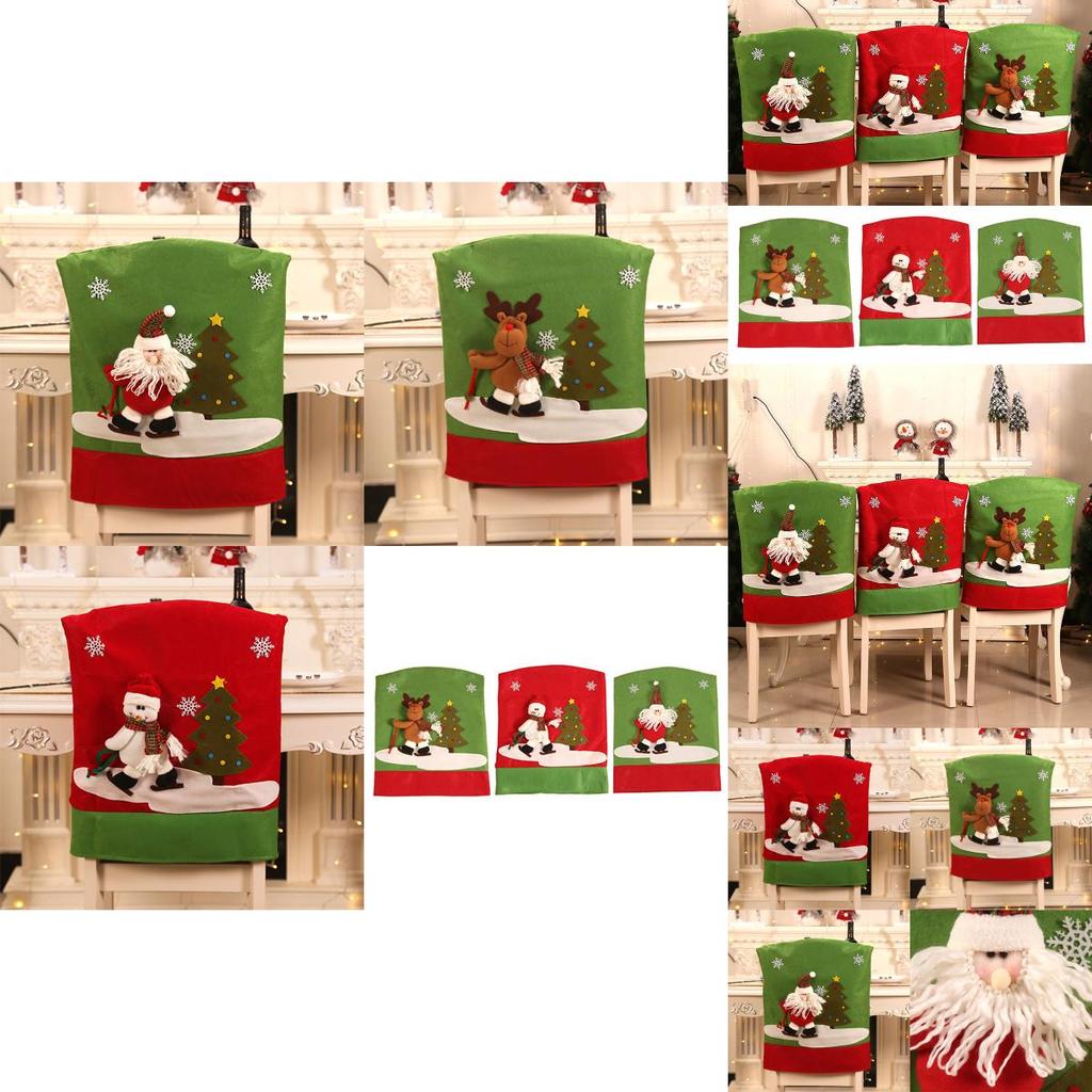 Festligt 3D Julstolsöverdrag med Bedårande Ren Santa Snögubbe Design