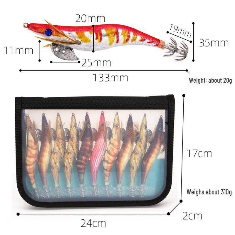 Set de señuelos luminosos fluorescentes para pesca de calamar y camarón