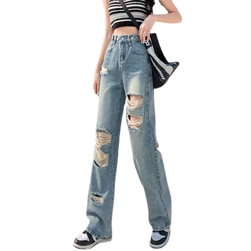 Damen 2023 High-Waist Loose Straight-Leg Jeans - Sommer Schlankmachender Wide-Leg Stil