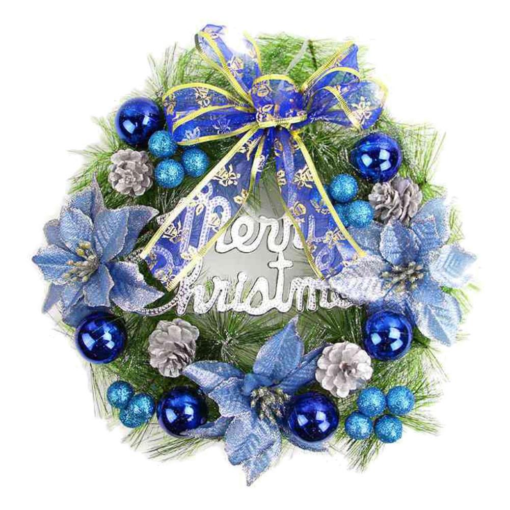Christmas Wreaths for Front Door Winter Colorful Plating Balls Wreath with Merry Christmas Signs for Home Decor Party Holiday