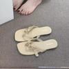 2025 new simple toe flat slippers women's summer wear flip-flops one and a half slippers pinch feet small sandals