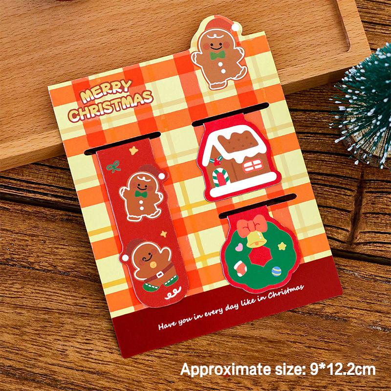 1/4 Set Kawaii Christmas Santa Claus Elk Snowman Magnetic Bookmarks Cute Stationery Bookmark For Books School Office Supplies