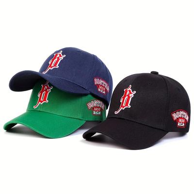 Unisex Czapki Baseballowe z Haftem Litery B po Boku BOSTON Wiosna i Jesień Regulowane Outdoorowe Codzienne Czapki Kapelusz Przeciwsłoneczny