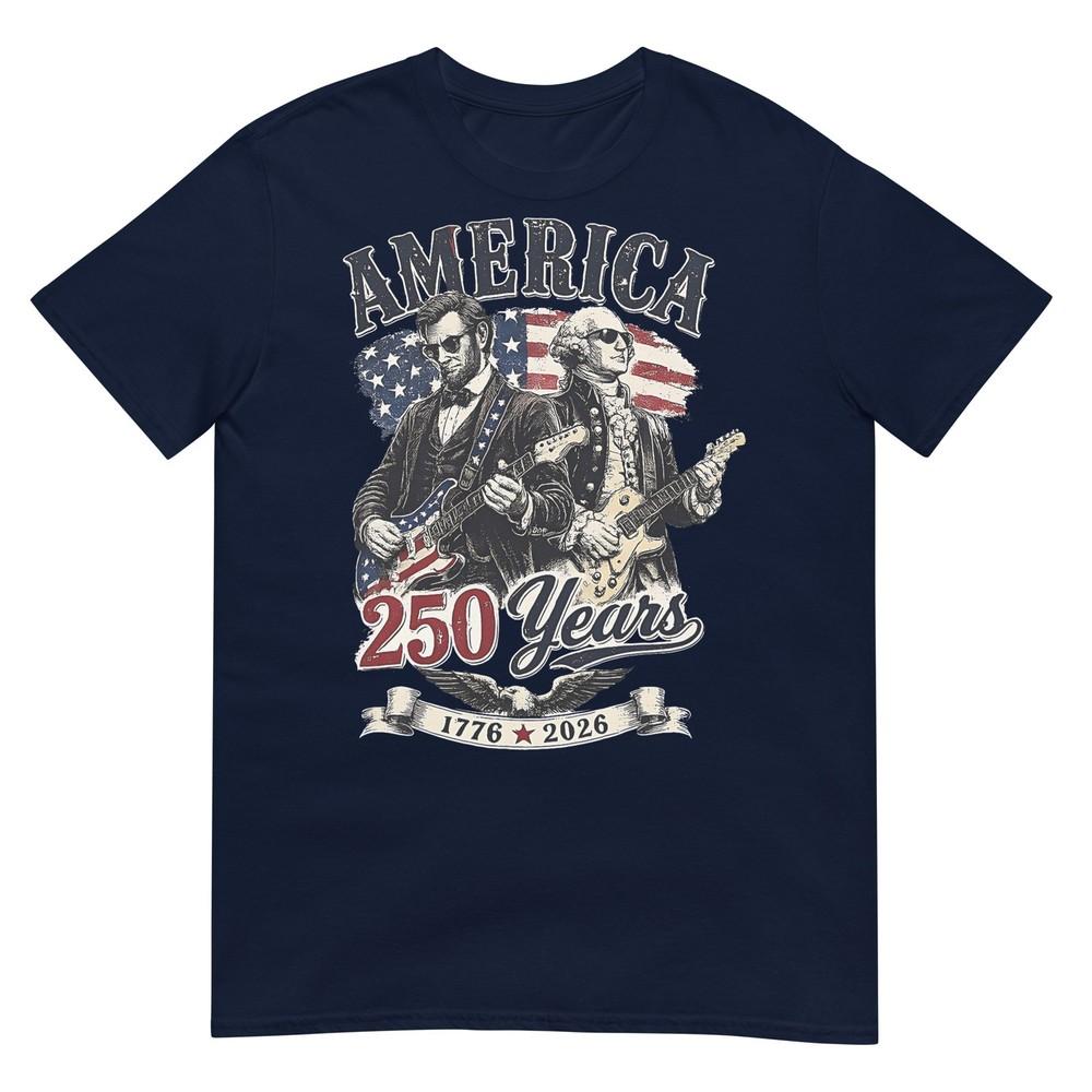 George Washington Lincoln Playing Guitar Abe Lincoln 250th Tshirt S