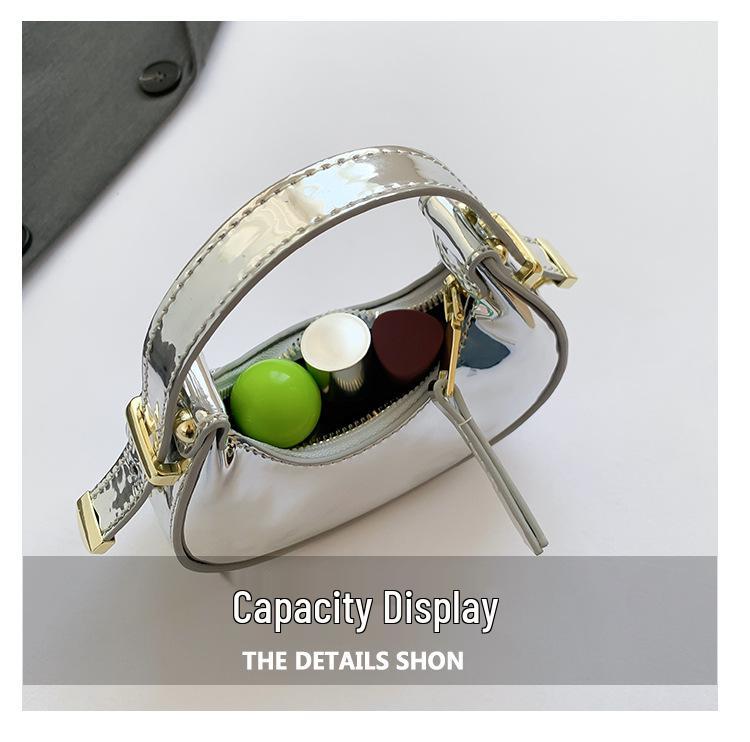 Women's Textured Crossbody Lipstick Bag: Candy Color Mini Crescent