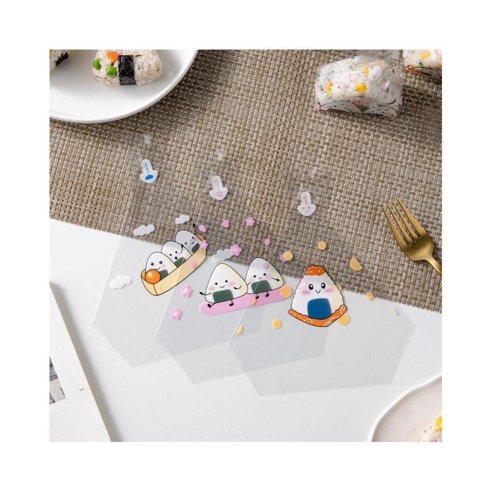 50pcs Transparent Rice Ball Wrapper Cartoon Pattern Sushi Bag Triangle Bag  Food Packaging