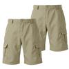 Men's Color Cargo Shorts 2-Pack with Button and Elastic Waist, 6 Pockets