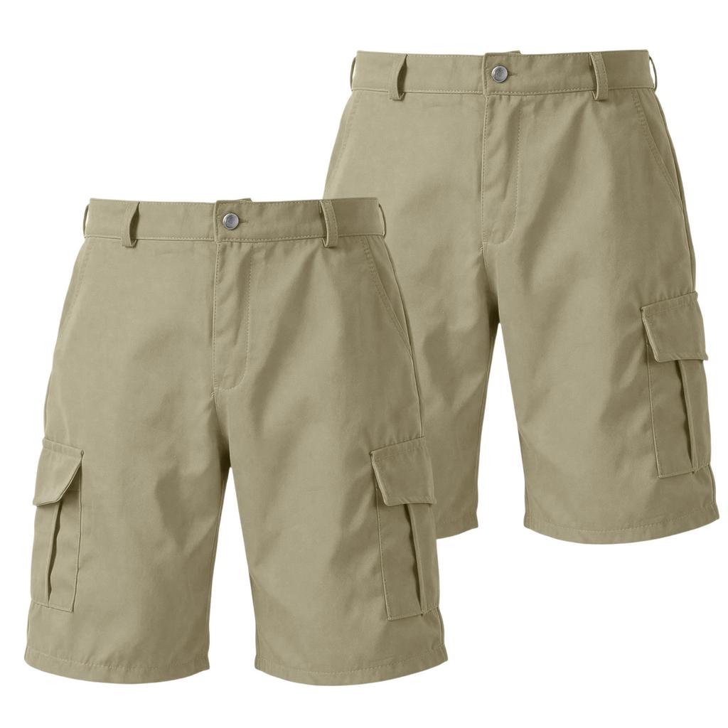 Men's Color Cargo Shorts 2-Pack with Button and Elastic Waist, 6 Pockets