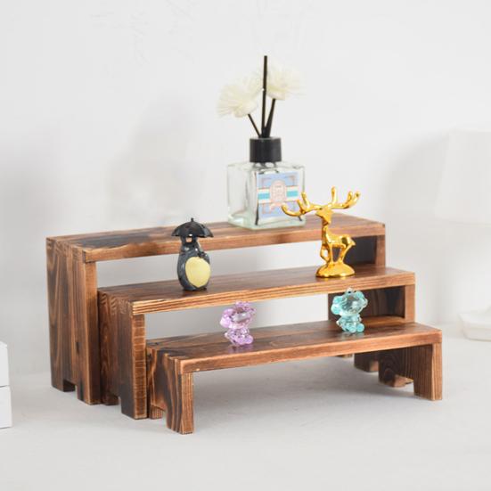 Yousheng 3-Piece Display Stand Wood Risers Rustic Display Risers Combination Type Display Stand for Cupcakes Flowers Collectibles Home Office Decor