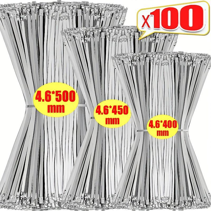 100PC/Bag 201 Stainless Steel Cable Tie Self-locking Bundling Wire and Cable Strap Heavy Duty Rust-proof Outdoor Fence