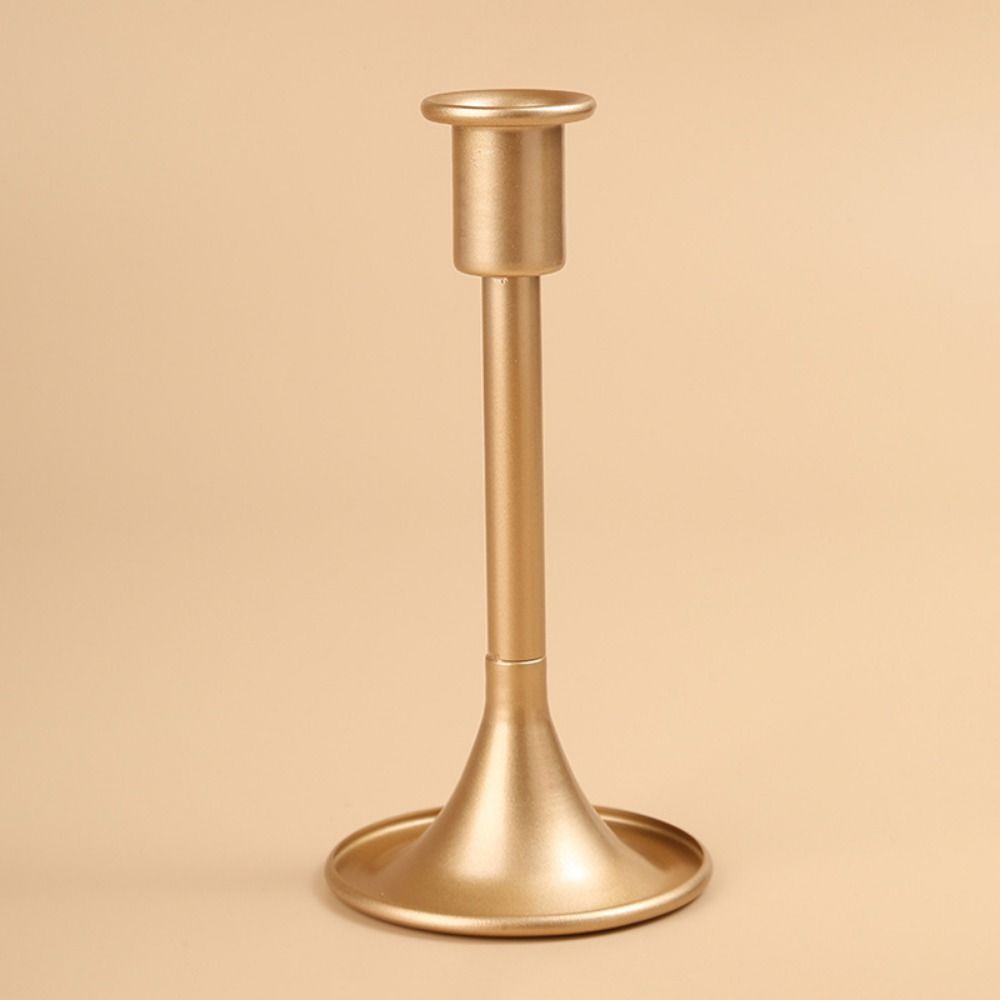 Retro Gold Taper Candle Stick Handhold Iron Taper Candle Stand Household Delicate Vintage Candlestick Holder Kitchen Accessories