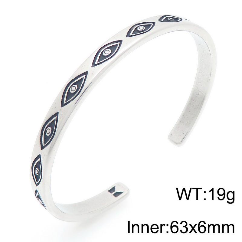 

Punk Gothic Dark Demon Eye Men s Titanium Bangle with Skull and Maple Leaf Design