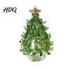 Artisan Glass Collectible Glazed Christmas Tree Ornament with Star Topper Colorful Small Desktop Art Faux Crystal Tabletop Decor for Home