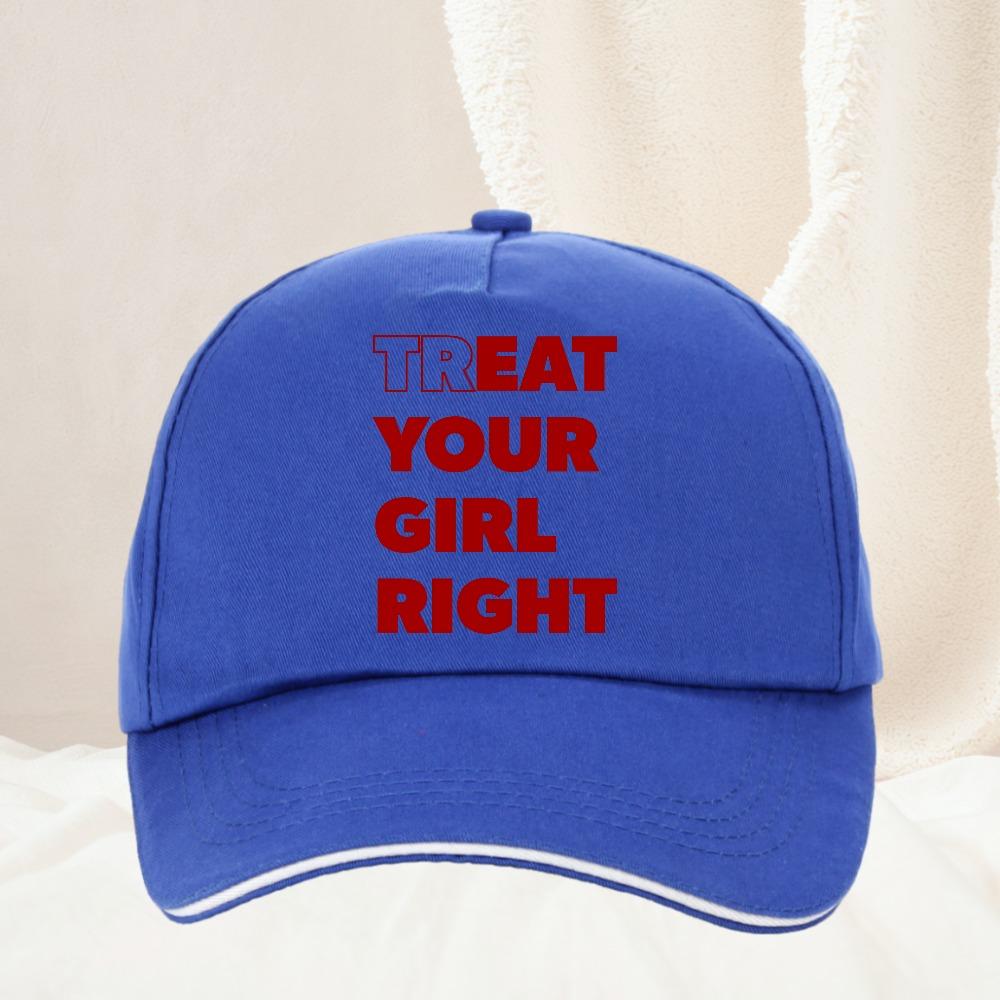 Eat Treat Your Girl Right Fun Lettering Print Baseball Cap Fashion and Versatile Outdoor Sun Protection Hats