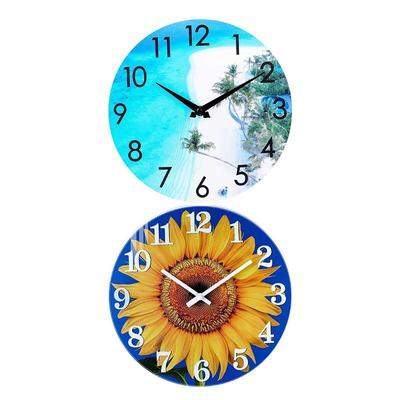 Kitchen Wall Clock 12-Inch Silent Round Wood Analog Clock Battery Operated Aesthetic Room Decor For Bedroom Kitchen Bathroom