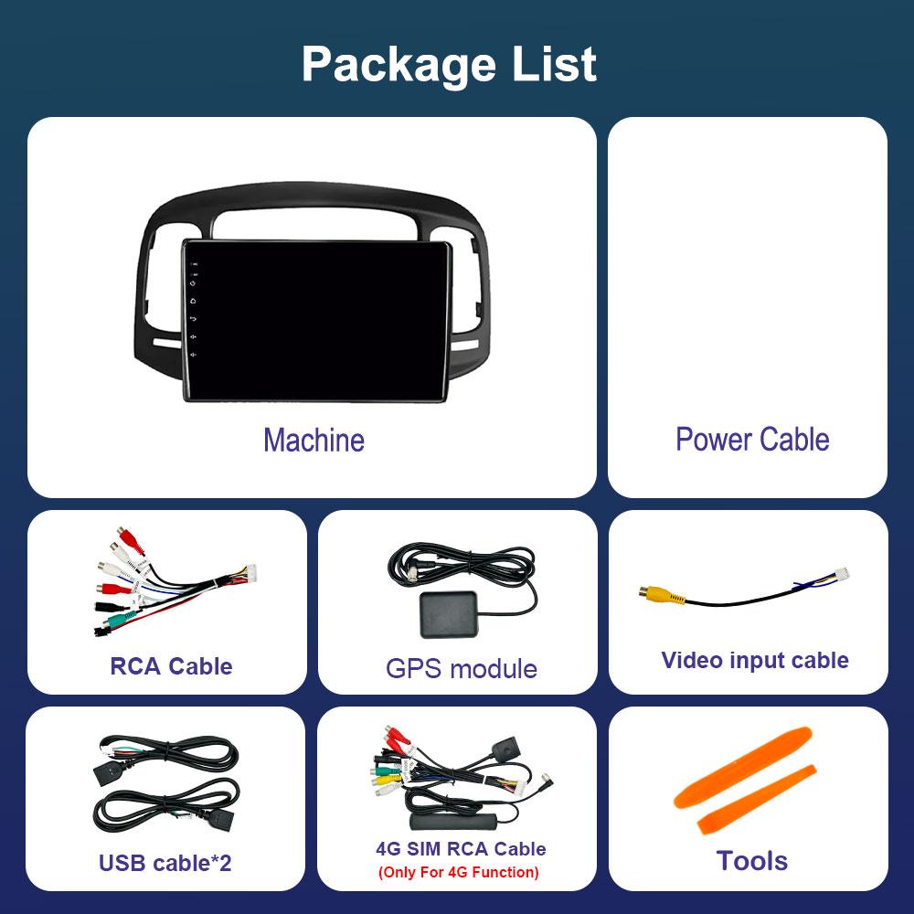 Car Radio Multimedia Player for Hyundai Accent 2008 - 2011 Android 14 System GPS Navigation HD Screen  WiFi Bluetooth Head Unit