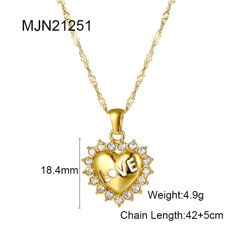 

2023 Золотое сердце Цирконий Модное ожерелье из нержавеющей стали для женщин 100% Titanium Steel золотой