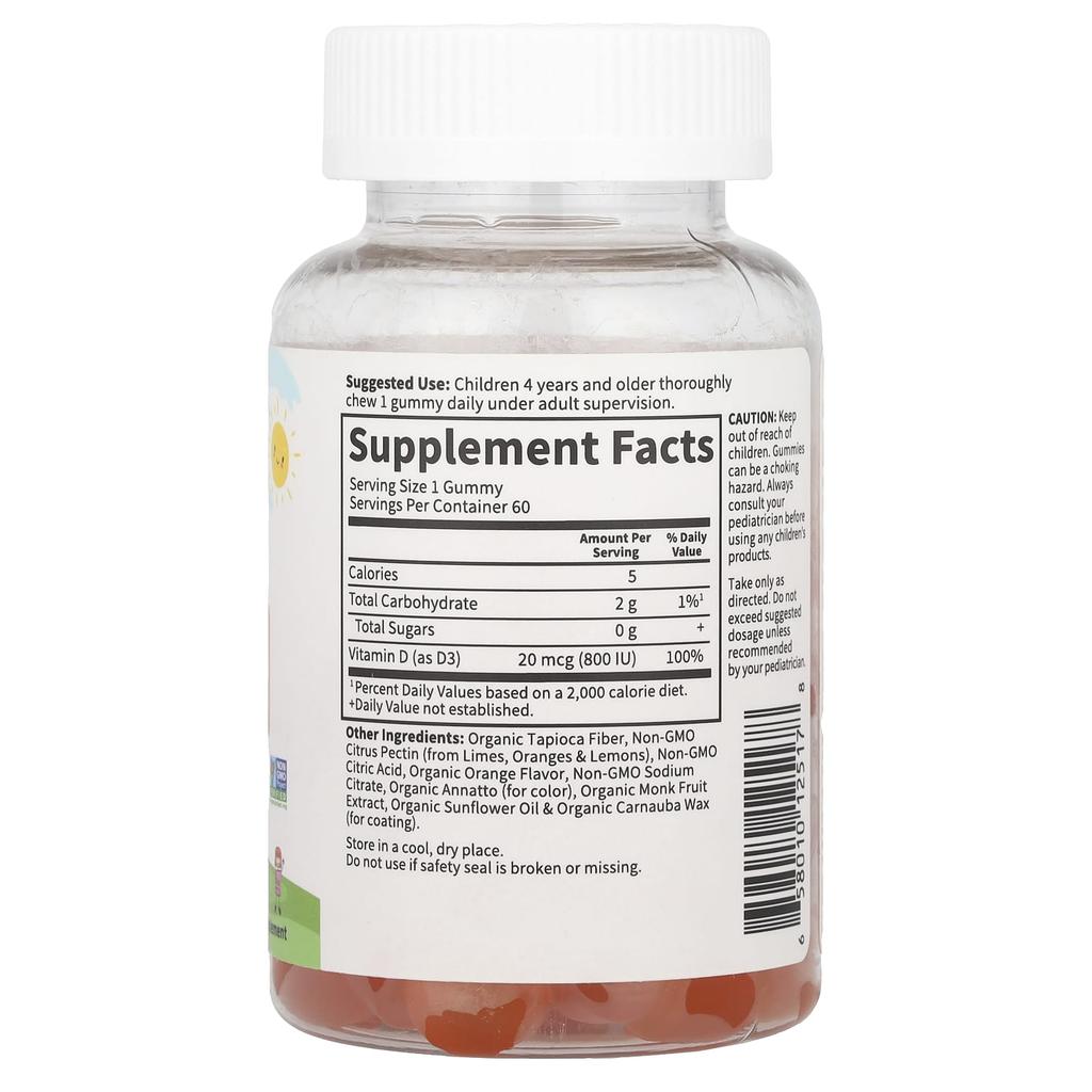 Children's, Vitamin D3, Orange, 20Mcg (800Iu), Vegetable Gummies, 60 Pieces
